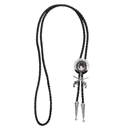 Bolo Tie with Double Gun and Cowboy Hat Design - Image 3