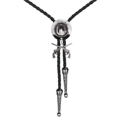 Bolo Tie with Double Gun and Cowboy Hat Design - Image 2