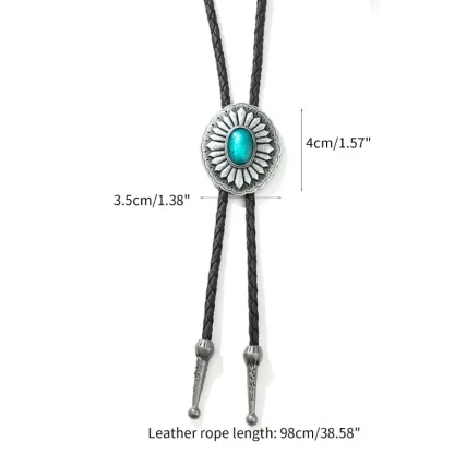 Oval Shaped Bolo Tie with Embossed Retro Design - Image 6