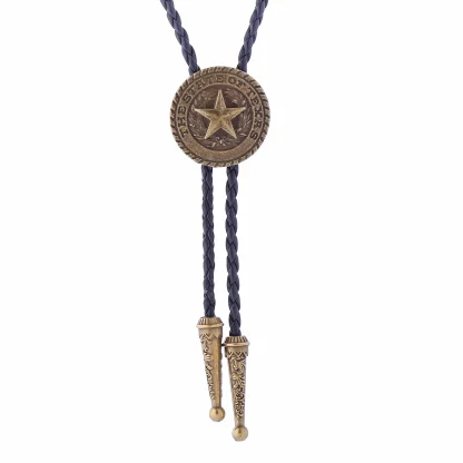 Western Tie with Embossed Pentagram Decor - Image 6