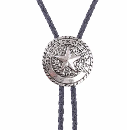 Western Tie with Embossed Pentagram Decor