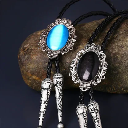 Elegant Vintage-style Bolo Tie with Gemstone-like - Image 2