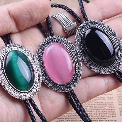 Luxury Gemstone-like Bolo Tie with Oval Shaped - Image 2