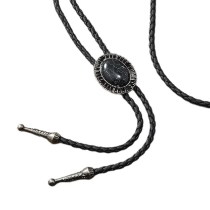 Faux Leather Bolo Tie with Retro Pendant - Image 3