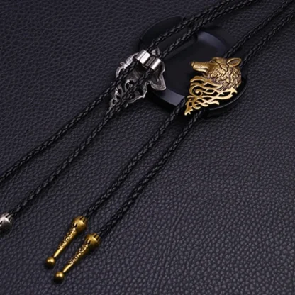 Adjustable Bolo Tie with Wolf Pendant - Image 3