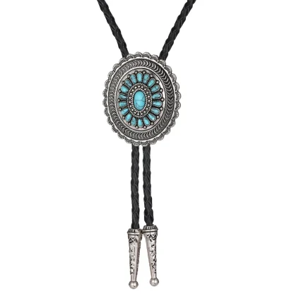 Retro Bolo Tie with Scalloped Edge Design