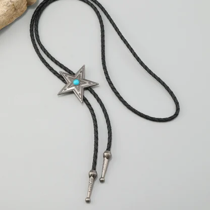 Vintage-style Western Tie with Star Pendant - Image 5