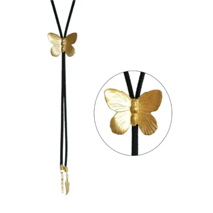 Simple Bolo Tie with Butterfly Shape Pendant - Image 2