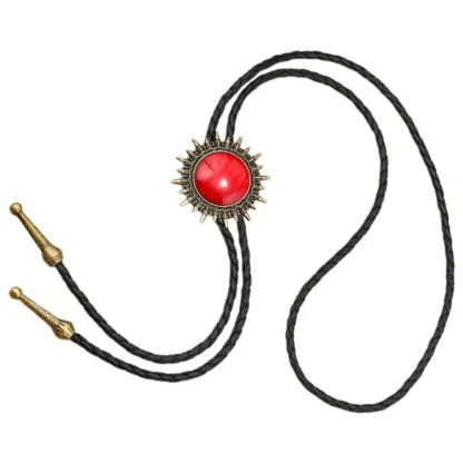 Round Retro Bolo Tie with Spike Edges