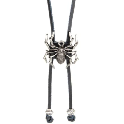 Adjustable Bolo Tie with Spider Shaped Pendant