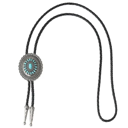 Retro Bolo Tie with Scalloped Edge Design - Image 3