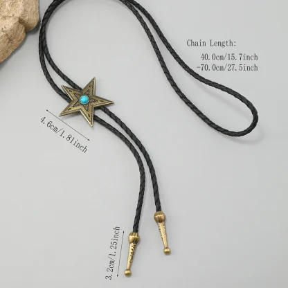 Vintage-style Western Tie with Star Pendant - Image 4