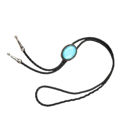 Turquoise Elegant Bolo Tie with Oval Shape - Image 3