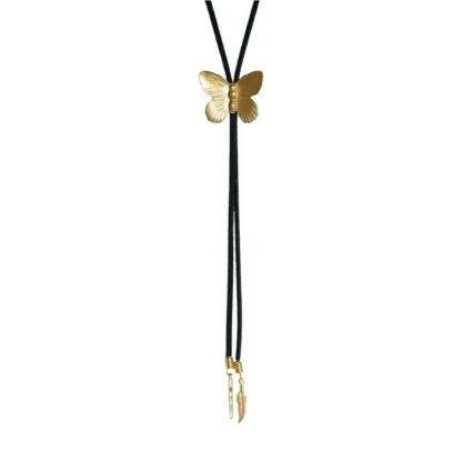 Simple Bolo Tie with Butterfly Shape Pendant